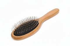 Bamboo pet round comb with stainless steel needles for cats and dogs