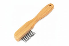 Eco-friendly bamboo pet shaving and combing brush with stainless-steel dematting blades for dogs and cats