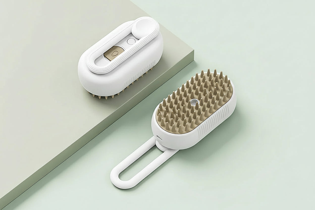 Electric scalp massager connected to a power bank, featuring 84 soft rounded massage teeth and a USB charging port for gentle, skin‑safe head massage.