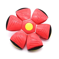 Interactive Dog Flying Disc Ball Toy with LED Lights - Red