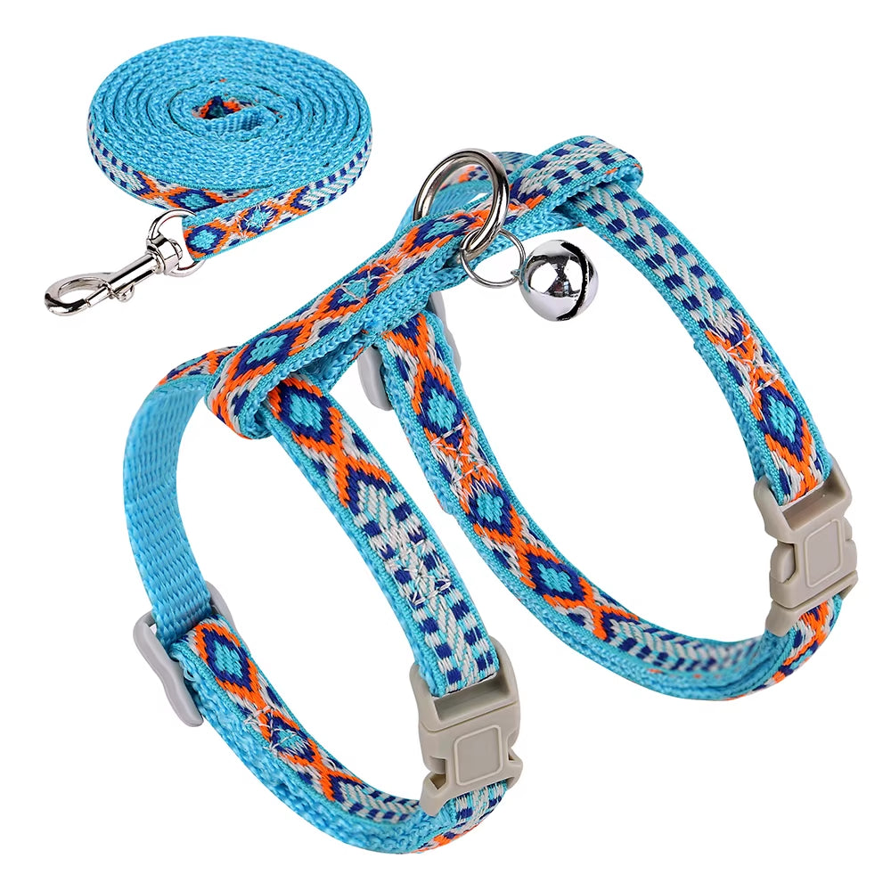 Adjustable Cat Dog Harness and Leash Set Nylon Vest Walking Lead 