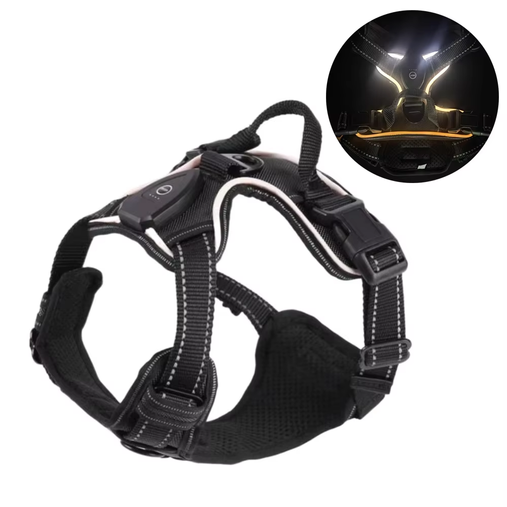 Light up LED Dog Harness Rechargeable Flashing Luminous Pet Chest Strap 