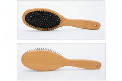 Natural bamboo pet grooming brush for removing loose fur and tangles