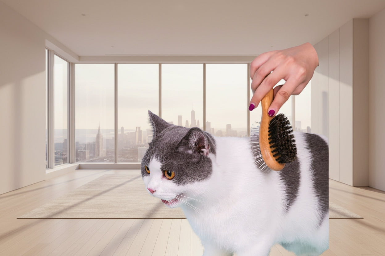Eco‑friendly bamboo pet brush for removing loose fur and smoothing coat