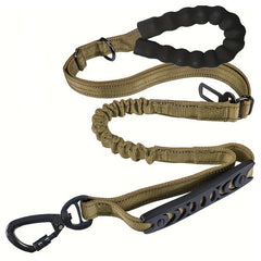 Reflective Shock‑Absorbing Dog Leash with Car Seatbelt Clip – Tactical Safety Bungee Leash for Medium & Large Dogs