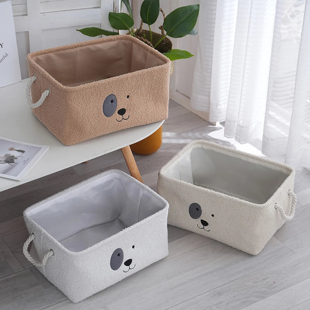Plush Cute Pet Toys Cothes Storage Basket Dog Rectangle Bin Box Stuff Sundries Organize Baskets Case Home Tool