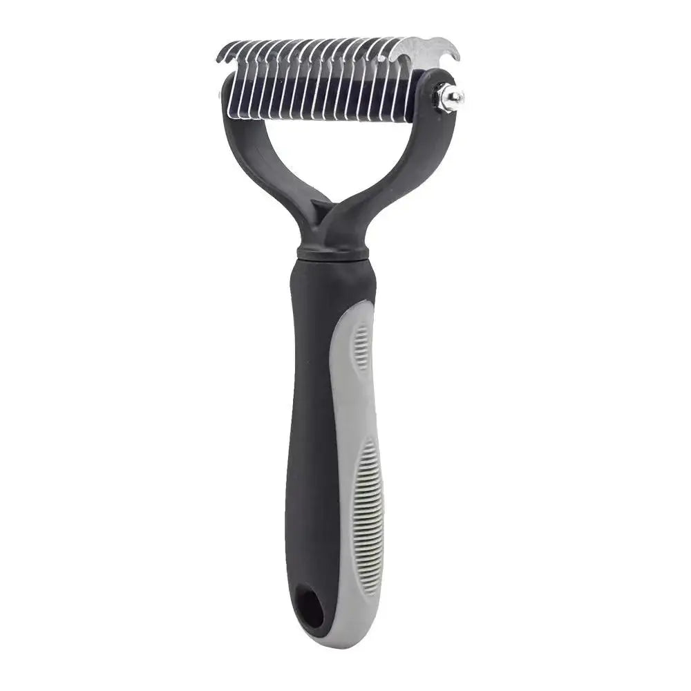 Pet Deshedding Brush Double Sided Pet Grooming Tool for Shedding and Dematting - Stainless Steel Dog Comb with Effective Results