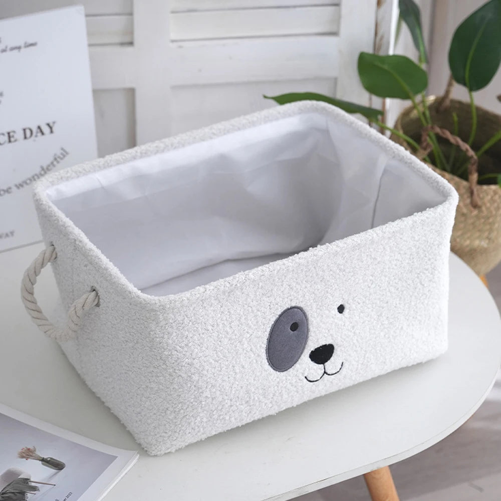 Plush Cute Pet Toys Cothes Storage Basket Dog Rectangle Bin Box Stuff Sundries Organize Baskets Case Home Tool
