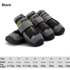 4Pcs/Set Pet Dog Shoes Reflective Waterproof Dog Boots Warm Snow Rain Pets Booties Anti-Slip Socks Footwear for Medium Large Dog