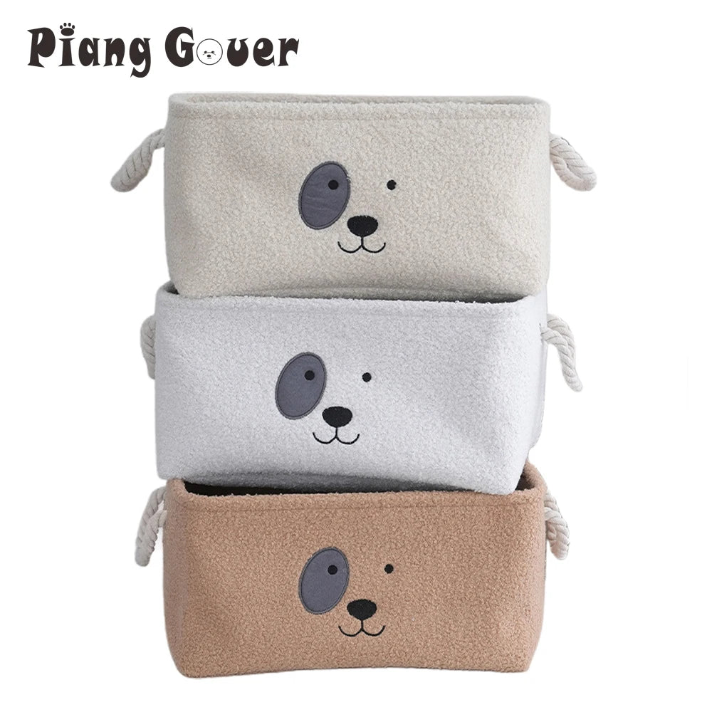 Plush Cute Pet Toys Cothes Storage Basket Dog Rectangle Bin Box Stuff Sundries Organize Baskets Case Home Tool