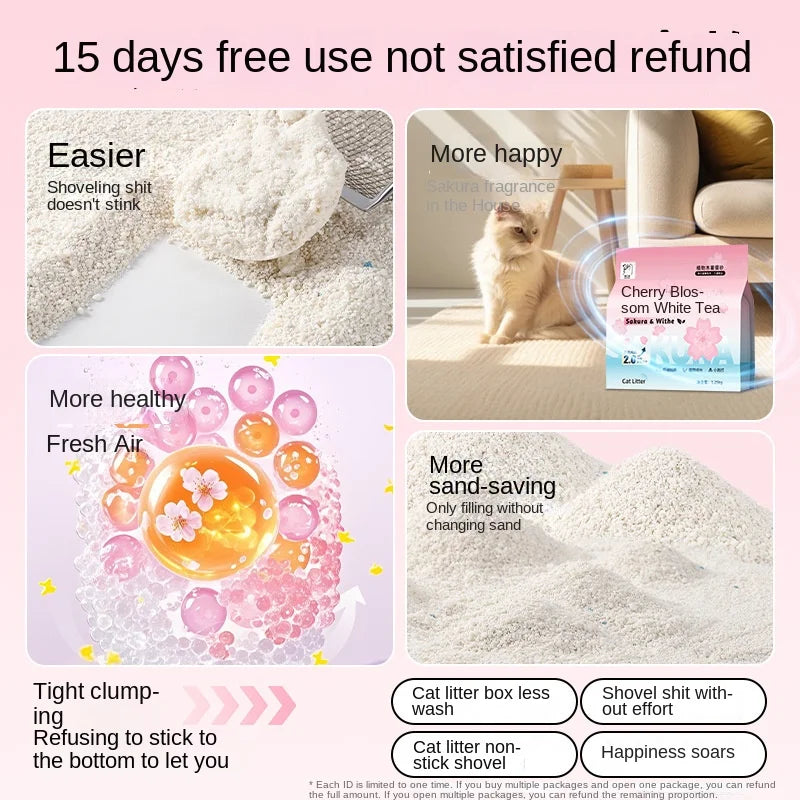 Pet Cassava Cat Litter, Plant-Based Deodorizing, Mixed with Tofu Sand and Bentonite