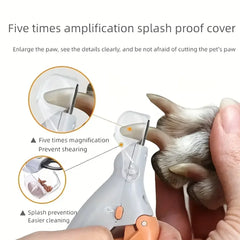 LED Light Pet Nail Clippers Dual-Sided 5X Magnification for Cats and Dogs - Easy Trimming of Nails and Claws