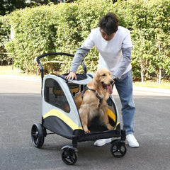 Dog Stroller Ultra-Large 4 Wheels Pet Jogger Wagon Foldable Cart Travel Trolley Outdoor Animal Carrier Load up to 55Kg