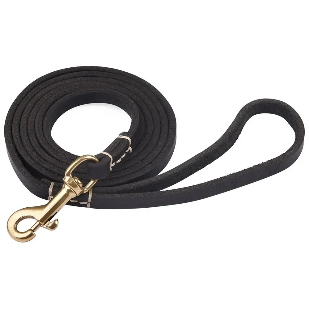 Soft Genuine Leather Dog Leash for Puppies & Small Dogs – Training Lead with Brass Hardware