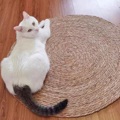 Round Cat Scratching Mat – 40cm Natural Fiber Rope Pad for Claw Care & Lounging