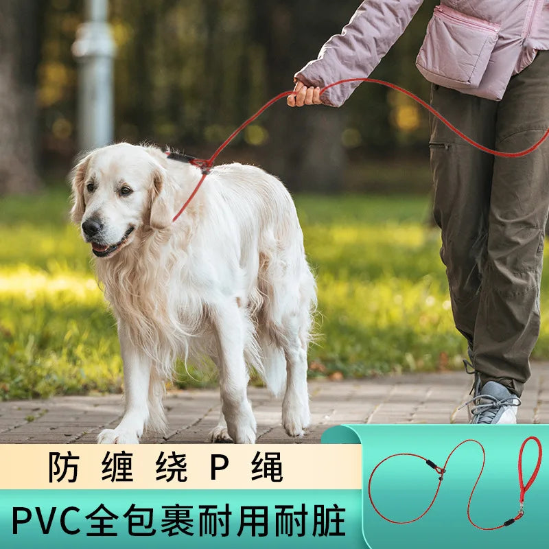 Dog Leash P Chain Steel Wire Leashes for Dog Walking Adjustable P Rope Comfortable Handle Dogs Leash Puppy Training Pet Supplies