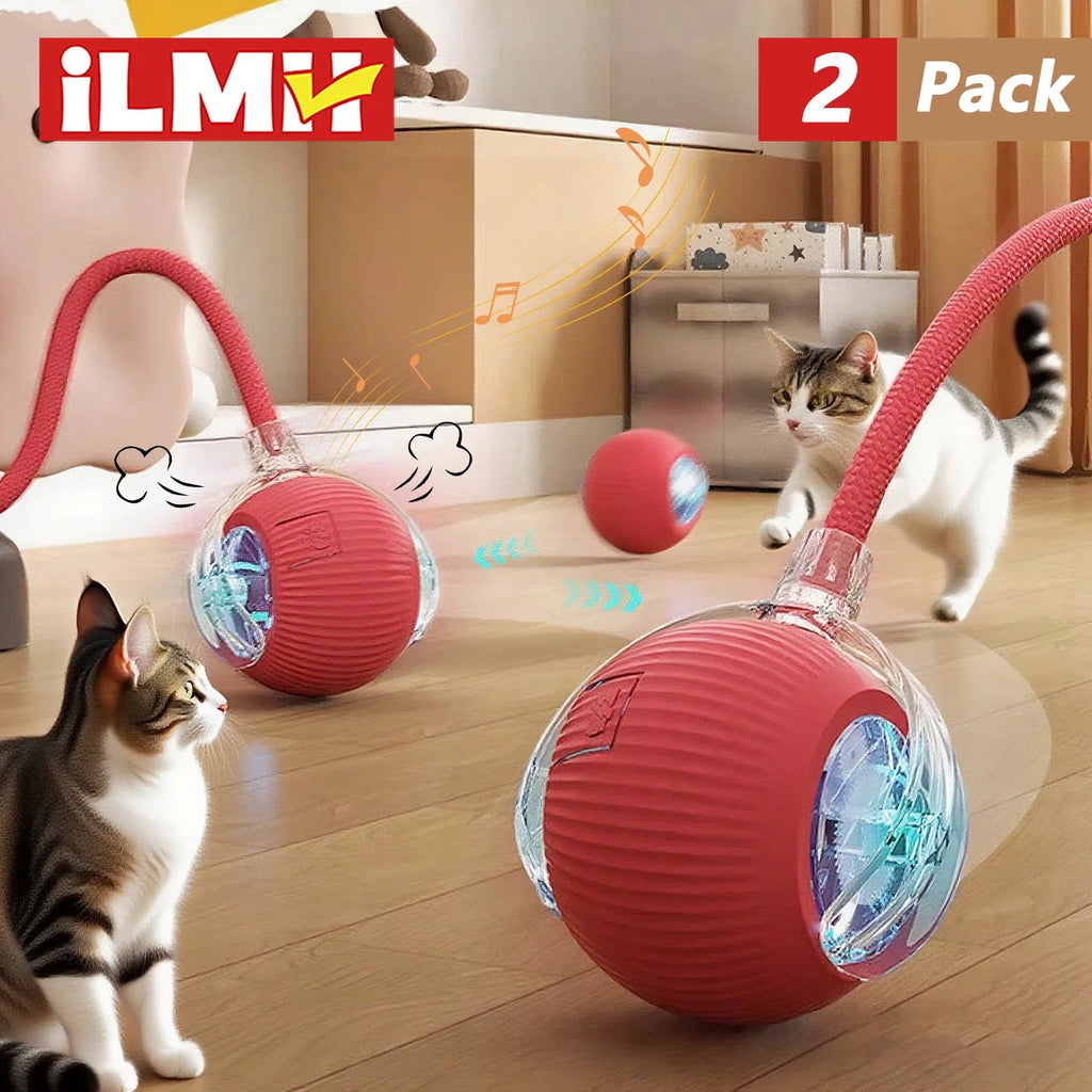 Dog Cat Interactive Ball Toy Automatic Rolling Ball Faux Tail Rechargeable Smart Pet Electric Toy Dog Cat Training Imitate Mouse