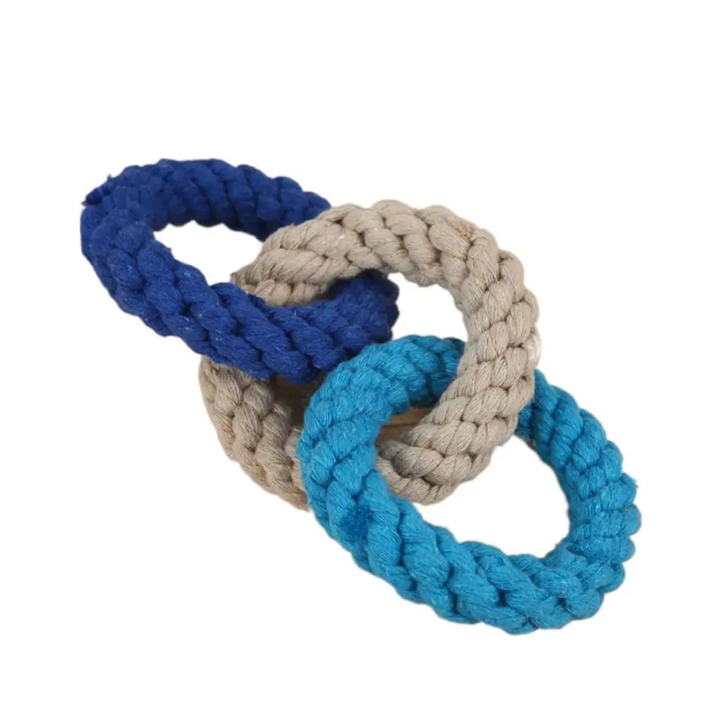 Braided Cotton Rope Rings for Cats & Dogs - Hanging Tug & Batting Toy