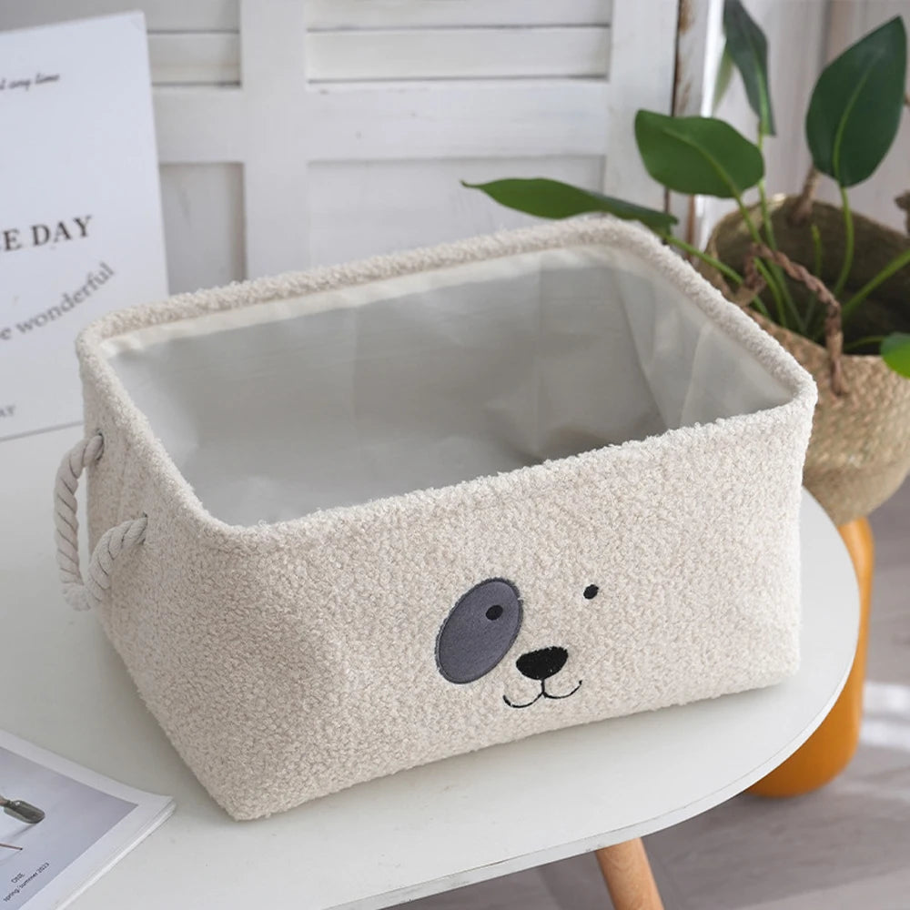 Plush Cute Pet Toys Cothes Storage Basket Dog Rectangle Bin Box Stuff Sundries Organize Baskets Case Home Tool