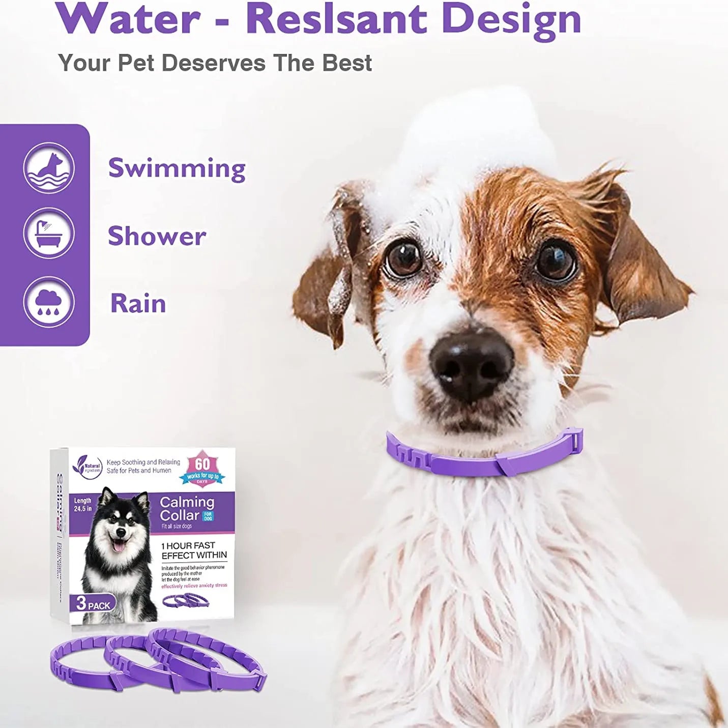 Pet Calming Collar for Cats Dogs Adjustable Anxiety Pheromone Reducing Pet Collar Lasting Natural Calm Relax Soothing Collars