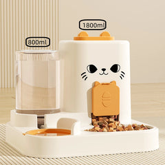 Automatic Gravity-Fed Pet Waterer & Feeder - Spill-Proof One-Piece Set