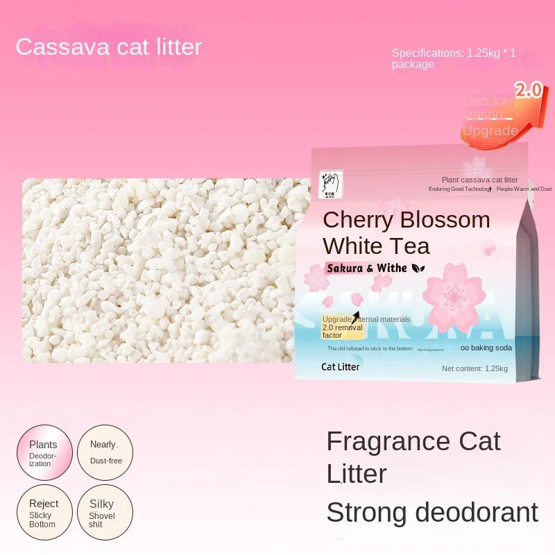 Pet Cassava Cat Litter, Plant-Based Deodorizing, Mixed with Tofu Sand and Bentonite