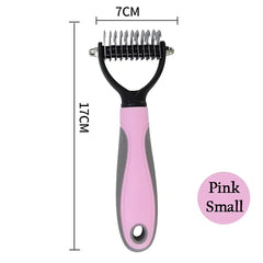 Pet Deshedding Brush Double Sided Pet Grooming Tool for Shedding and Dematting - Stainless Steel Dog Comb with Effective Results