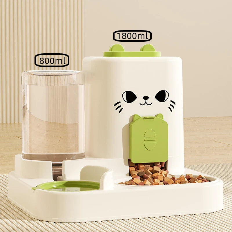 Automatic Gravity-Fed Pet Waterer & Feeder - Spill-Proof One-Piece Set