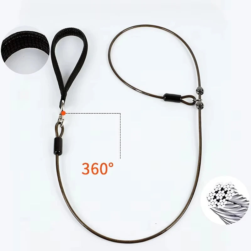 Dog Leash P Chain Steel Wire Leashes for Dog Walking Adjustable P Rope Comfortable Handle Dogs Leash Puppy Training Pet Supplies