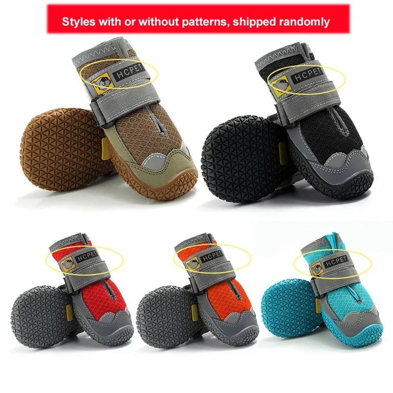 4Pcs/Set Pet Dog Shoes Reflective Waterproof Dog Boots Warm Snow Rain Pets Booties Anti-Slip Socks Footwear for Medium Large Dog
