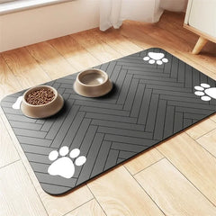 Absorbent Pet Feeding Mat for Food and Water Bowls - 20x30cm Waterproof Non-Slip Rubber Placemat for Cats and Dogs