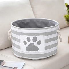 Striped Claw round Dog Pet Toy Basket Clothes Storage Box with Handle Pet Supplies