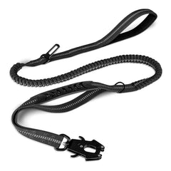 Tactical Dog Leash Shock Absorbing Lead with 2 Padded Handle Metal Clip Car Seatbelt Strong No Pull Leash for Medium Large Dogs