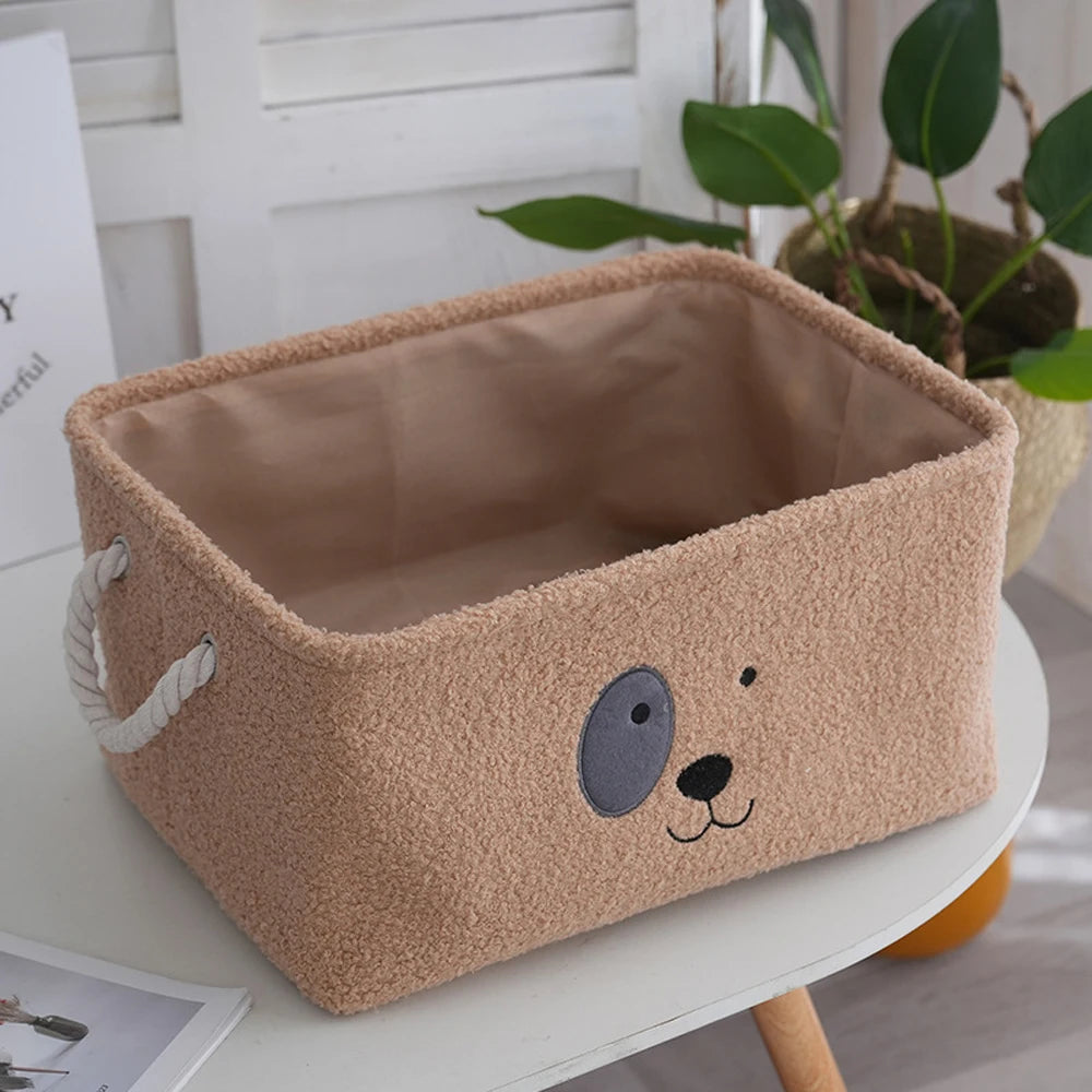 Plush Cute Pet Toys Cothes Storage Basket Dog Rectangle Bin Box Stuff Sundries Organize Baskets Case Home Tool