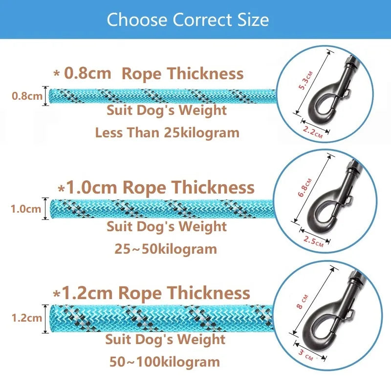 150/200/300Cm Strong Dog Leash Pet Leashes Reflective Leash for Small Medium Large Dog Leash Drag Pull Tow Golden Retriever