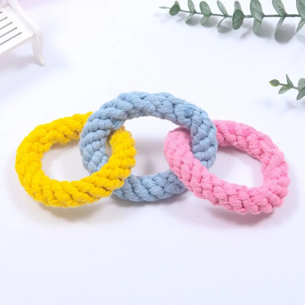Braided Cotton Cat Playing Rope Rings - Hanging Exercise & Batting Toy