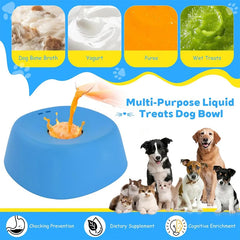 3/4 Cup Dog Licking Bowl with Rotating Ball - Leak-Proof Slow Feeder for Yogurt & Bone Broth