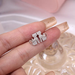 Sparkly Stud Cute Kitty Earrings