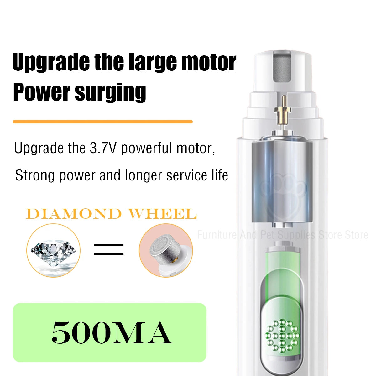 Electric Pets Nail Grinder Pet Nail Clipper Painless with Polisher Wheel