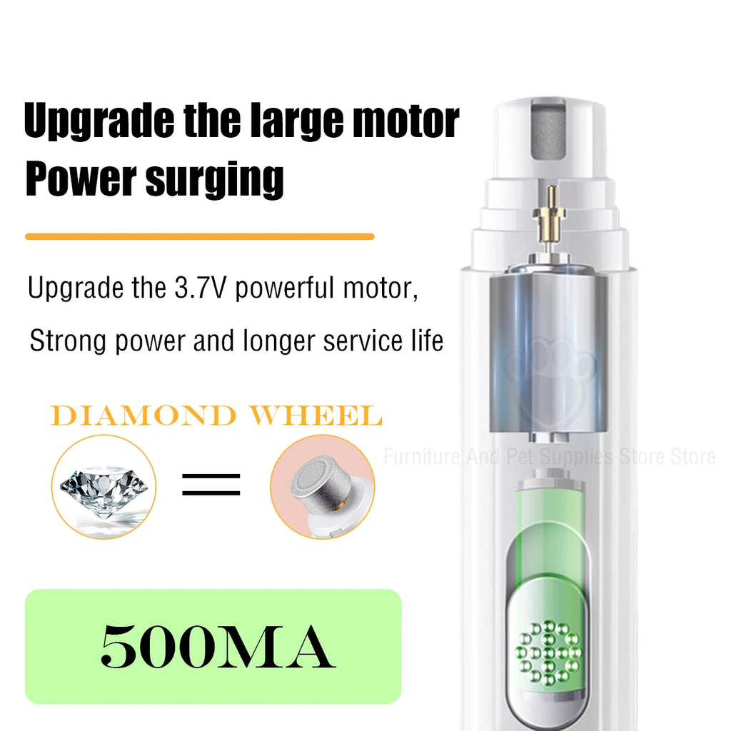 Electric Pets Nail Grinder Pet Nail Clipper Painless with Polisher Wheel