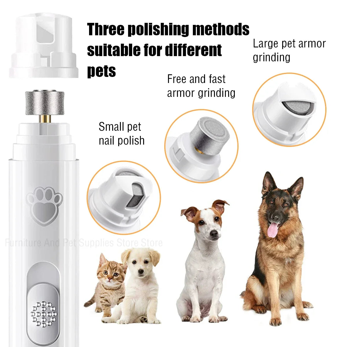 Electric Pets Nail Grinder Pet Nail Clipper Painless with Polisher Wheel