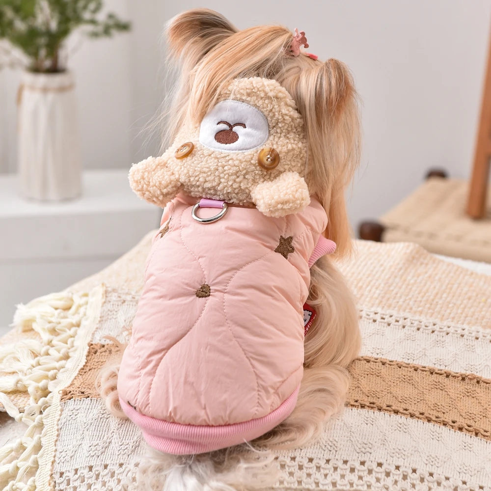 Harness Bear Clothing for Dog Pink Blue Chihuahua Corgi Pet Small Medium Size Breed Puppy Hoodie Winter Warm Cat Coat and Jacket