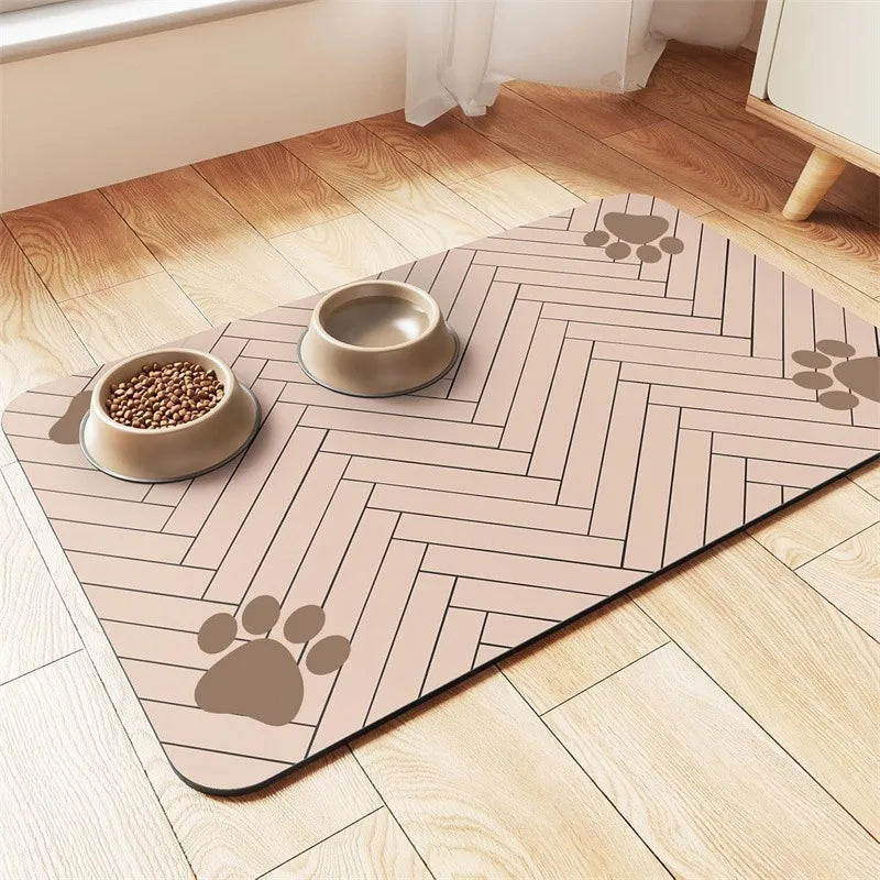 Absorbent Pet Feeding Mat for Food and Water Bowls - 20x30cm Waterproof Non-Slip Rubber Placemat for Cats and Dogs