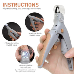 LED Light Pet Nail Clippers Dual-Sided 5X Magnification for Cats and Dogs - Easy Trimming of Nails and Claws