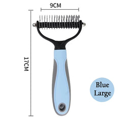 Pet Deshedding Brush Double Sided Pet Grooming Tool for Shedding and Dematting - Stainless Steel Dog Comb with Effective Results
