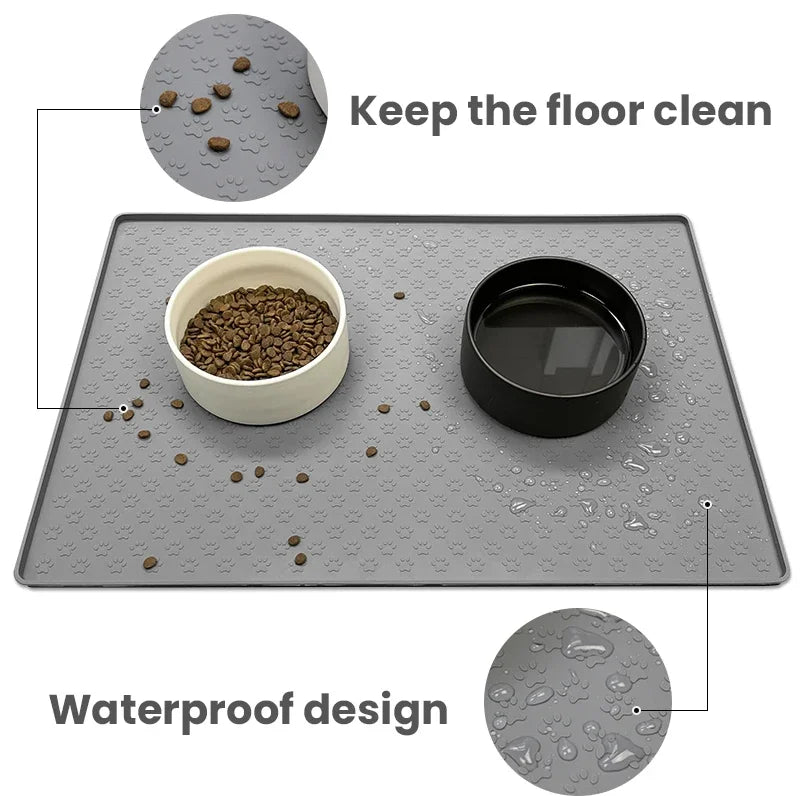 Pet Placemat Food Bowl Mats - Silicone Material Waterproof And Antislip