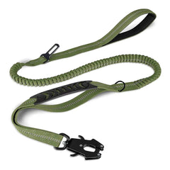 Tactical Dog Leash Shock Absorbing Lead with 2 Padded Handle Metal Clip Car Seatbelt Strong No Pull Leash for Medium Large Dogs