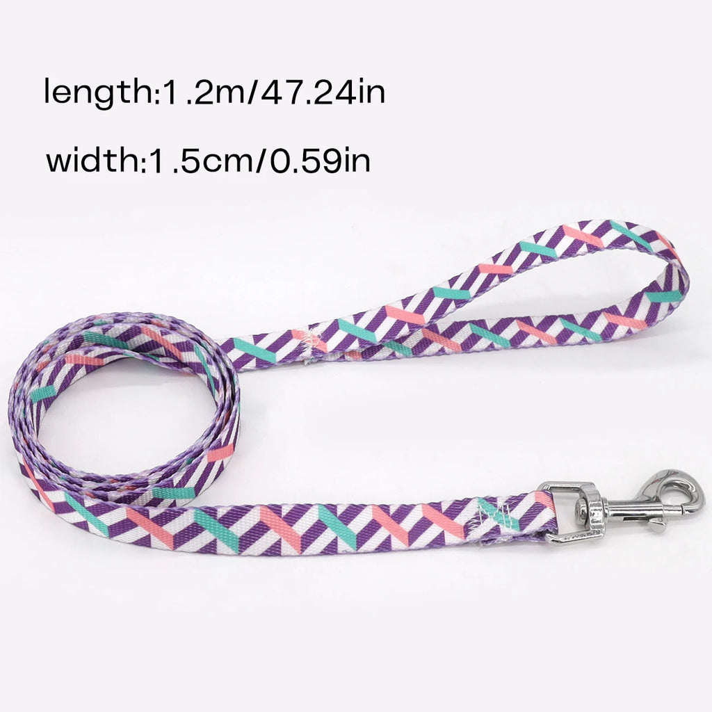 A Pet Leash Cartoon Print Colorful Braided Leash Outdoor Dog Walking Rope
