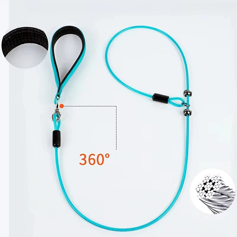 Dog Leash P Chain Steel Wire Leashes for Dog Walking Adjustable P Rope Comfortable Handle Dogs Leash Puppy Training Pet Supplies