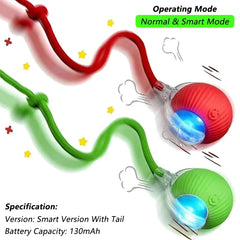 Dog Cat Interactive Ball Toy Automatic Rolling Ball Faux Tail Rechargeable Smart Pet Electric Toy Dog Cat Training Imitate Mouse